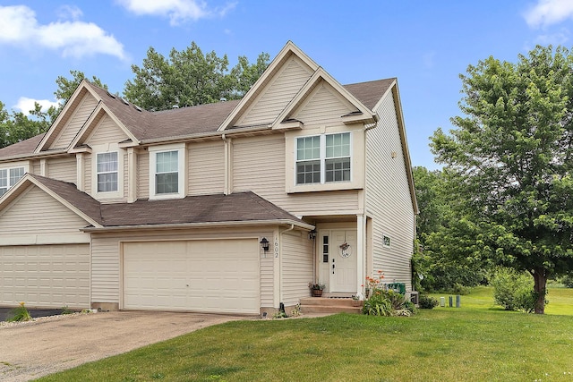 1602 Peachtree Ln, Lockport, IL 60441 - view of front facade with a front yard, asphalt driveway, and an attached garage
