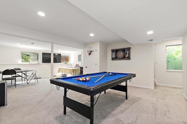 1528 Peachtree Ln, Lockport, IL 60441 - game room with carpet floors, recessed lighting, and billiards