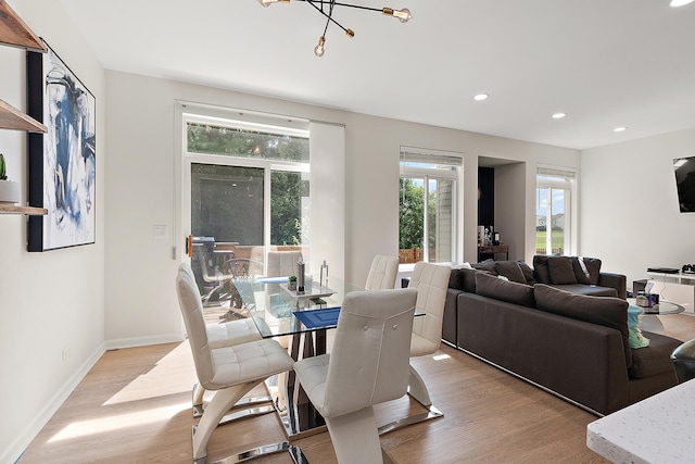 1528 Peachtree Ln, Lockport, IL 60441 - dining space featuring light wood-style flooring, recessed lighting, and a chandelier