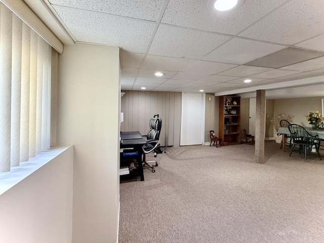 98 Northgate Rd, Riverside, IL 60546 - home office featuring carpet, a drop ceiling, and recessed lighting
