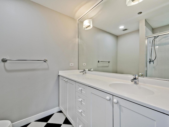 737 W Washington Blvd Unit 3003, Chicago, IL 60661 - bathroom featuring tile patterned floors, double vanity, and tiled shower