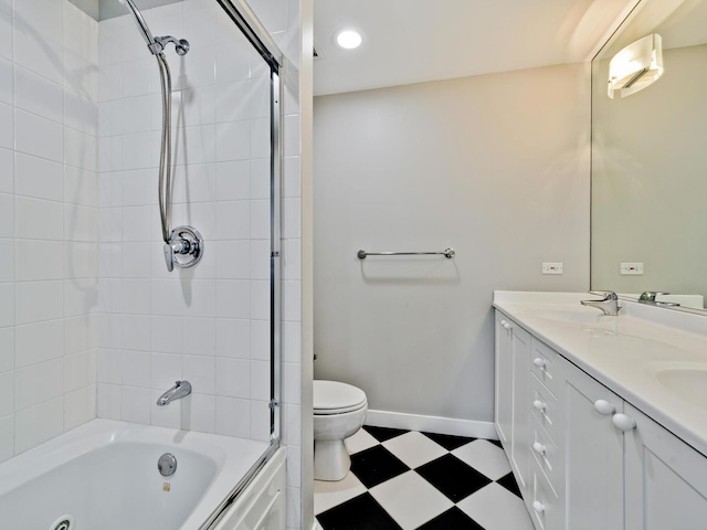 737 W Washington Blvd Unit 3003, Chicago, IL 60661 - bathroom featuring tile patterned floors, double vanity, a combined bath / shower with jetted tub, and recessed lighting