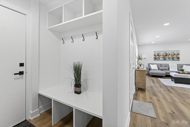 111 Mayberry Ct, Rolling Meadows, IL 60008 - mudroom featuring wood finished floors and recessed lighting