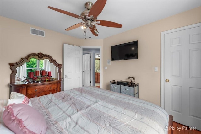 28909 Honeysuckle Ct, Lakemoor, IL 60051 - bedroom featuring a ceiling fan and wood finished floors