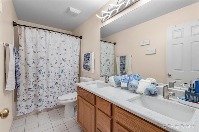 28909 Honeysuckle Ct, Lakemoor, IL 60051 - bathroom with double vanity, tile patterned flooring, and a shower with curtain