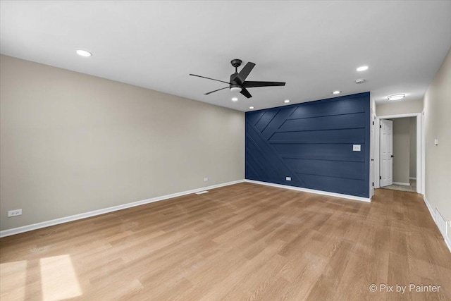 6710 Valley View Rd, Hanover Park, IL 60133 - unfurnished room featuring a ceiling fan, light wood-type flooring, recessed lighting, and a smoke detector