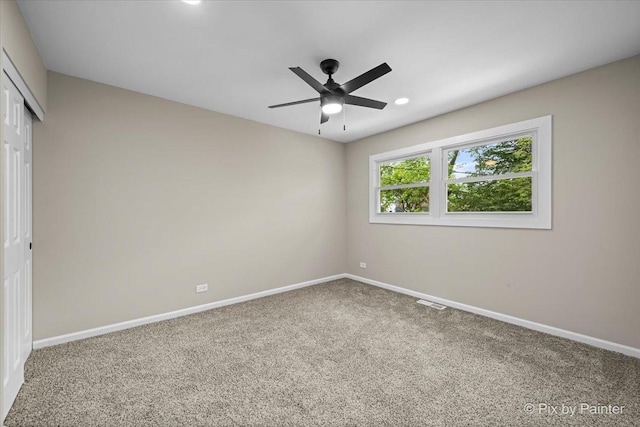 6710 Valley View Rd, Hanover Park, IL 60133 - unfurnished bedroom featuring a closet, carpet, recessed lighting, and a ceiling fan