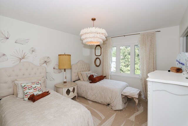 110 Tudor Dr, Barrington, IL 60010 - bedroom featuring light carpet and a chandelier