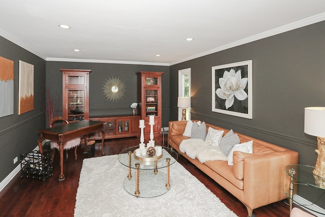 110 Tudor Dr, Barrington, IL 60010 - living area with wood finished floors, ornamental molding, and recessed lighting