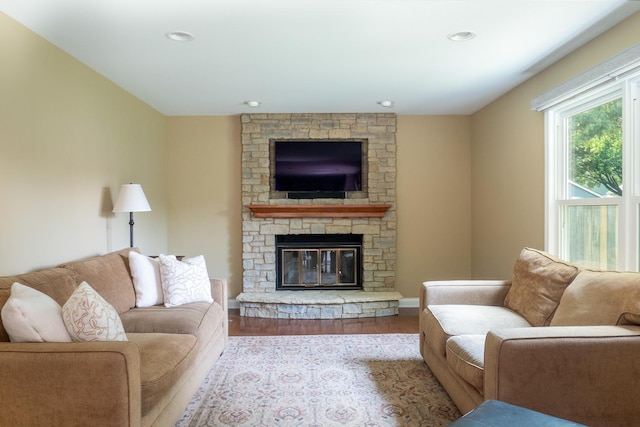 1903 Ronzheimer Ave, Saint Charles, IL 60174 - living area featuring wood finished floors, a fireplace, and recessed lighting