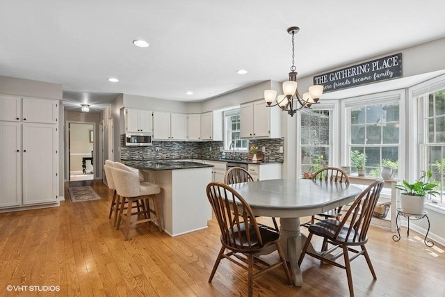 2325 Fairfax Rd, Saint Charles, IL 60174 - dining area featuring a chandelier, plenty of natural light, light wood-type flooring, and recessed lighting