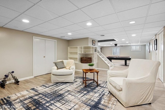 2325 Fairfax Rd, Saint Charles, IL 60174 - living room featuring wood finished floors, recessed lighting, and billiards