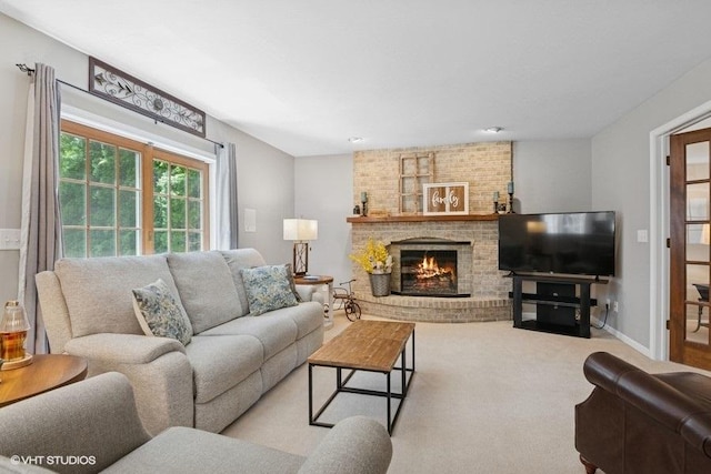 2325 Fairfax Rd, Saint Charles, IL 60174 - living area featuring a fireplace and carpet