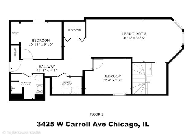 3425 W Carroll Ave, Chicago, IL 60624 - view of room layout