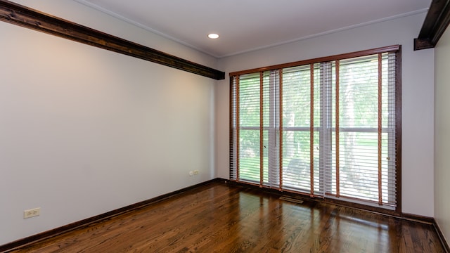 908 Claremont Dr, Downers Grove, IL 60516 - spare room featuring plenty of natural light, dark wood-style floors, ornamental molding, and recessed lighting