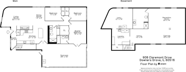 908 Claremont Dr, Downers Grove, IL 60516 - view of property floor plan