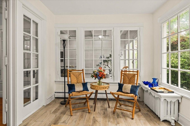 633 Forest Ave, Wilmette, IL 60091 - sunroom with radiator heating unit, wood-type flooring, and a baseboard heating unit
