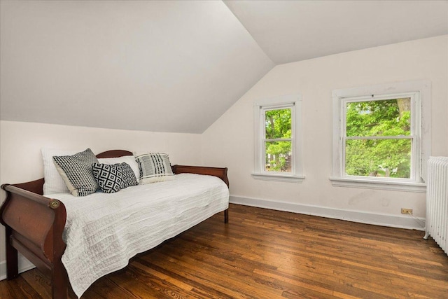 633 Forest Ave, Wilmette, IL 60091 - bedroom with lofted ceiling, wood finished floors, and radiator
