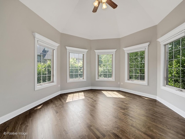 508 Gene Darfler Ct, Naperville, IL 60565 - spare room with healthy amount of natural light, dark wood finished floors, ceiling fan, and vaulted ceiling
