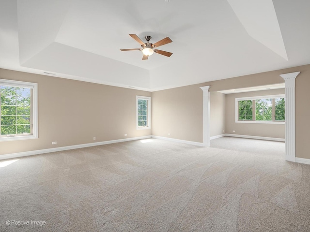 508 Gene Darfler Ct, Naperville, IL 60565 - unfurnished room with a tray ceiling, ornate columns, and plenty of natural light