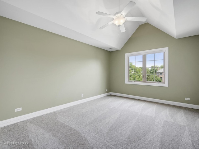 508 Gene Darfler Ct, Naperville, IL 60565 - spare room featuring ceiling fan, carpet flooring, and vaulted ceiling