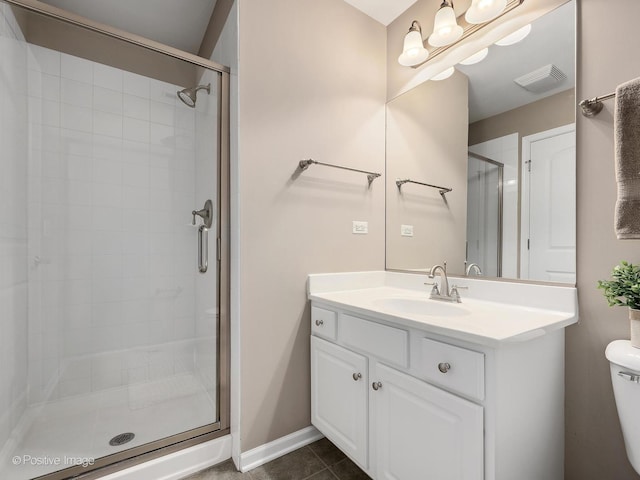 508 Gene Darfler Ct, Naperville, IL 60565 - bathroom featuring a stall shower, vanity, and tile patterned floors