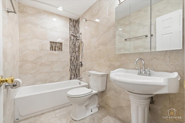 1018 Bob O Link Ln, Darien, IL 60561 - full bath with tile walls, shower / washtub combination, and tile patterned flooring