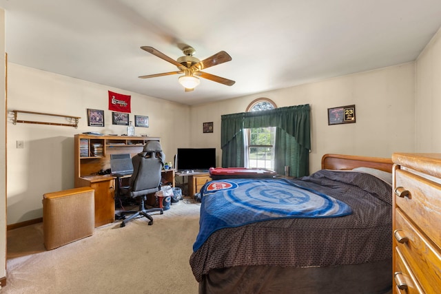 107 Sibley Dr, Minooka, IL 60447 - carpeted bedroom with a desk and ceiling fan