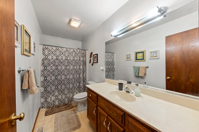 107 Sibley Dr, Minooka, IL 60447 - full bathroom with vanity, tile patterned floors, and a shower with curtain