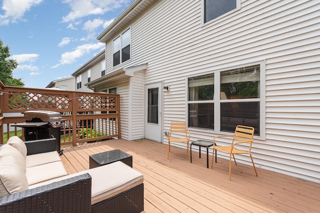 21402 Carlton St, Crest Hill, IL 60403 - deck featuring a grill and an outdoor living space