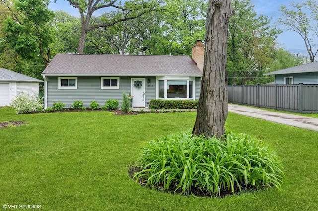 2365 N Barrington Woods Rd, Palatine, IL 60074 - ranch-style house with a chimney and a shingled roof