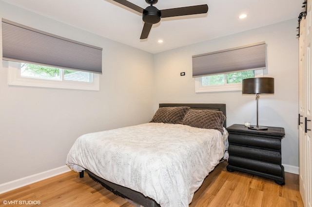 2365 N Barrington Woods Rd, Palatine, IL 60074 - bedroom featuring light wood-style flooring, recessed lighting, and ceiling fan