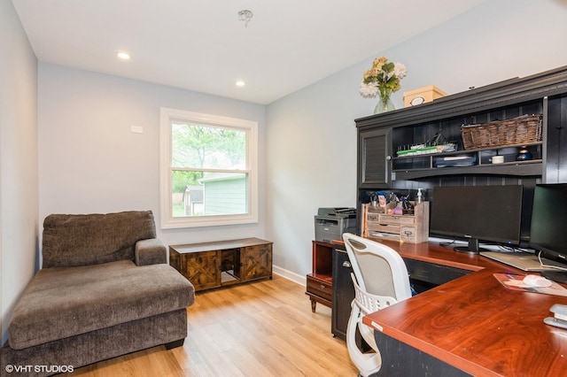 2365 N Barrington Woods Rd, Palatine, IL 60074 - home office with light wood-style floors and recessed lighting