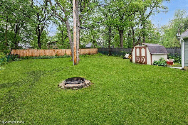 2365 N Barrington Woods Rd, Palatine, IL 60074 - fenced backyard with a fire pit and a storage shed