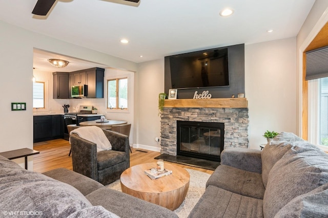 2365 N Barrington Woods Rd, Palatine, IL 60074 - living room with healthy amount of natural light, light wood-type flooring, and recessed lighting