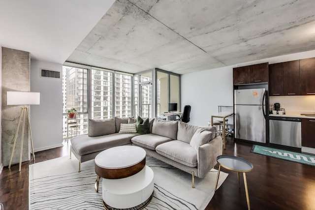 659 W Randolph St Unit 1115, Chicago, IL 60661 - living room with dark wood-style floors and a desk
