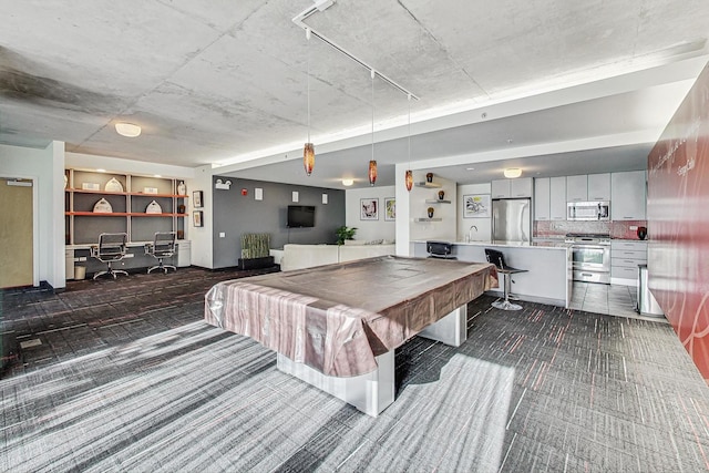 659 W Randolph St Unit 1115, Chicago, IL 60661 - game room with dark colored carpet, pool table, and a desk