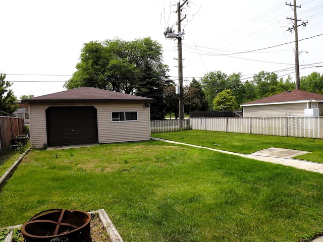 17008 Oakwood Ave, Lansing, IL 60438 - fenced backyard featuring a garage and an outbuilding