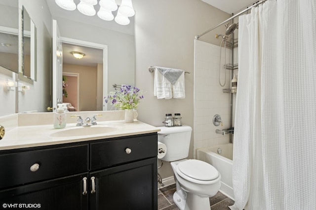 2570 Fairfax Ln, Lake In The Hills, IL 60156 - bathroom featuring shower / tub combo with curtain and vanity