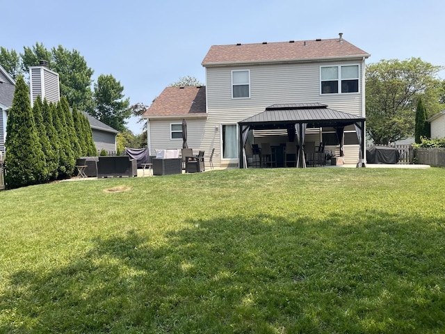 142 Sedgewicke Dr, Romeoville, IL 60446 - rear view of property with a gazebo, an outdoor hangout area, and roof with shingles