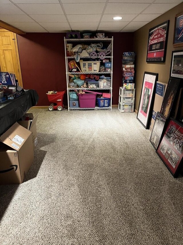 142 Sedgewicke Dr, Romeoville, IL 60446 - playroom with a drop ceiling and carpet flooring