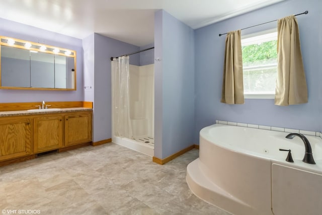 32597 Genoa Rd, Genoa, IL 60135 - full bathroom featuring a jetted tub, a shower stall, and vanity