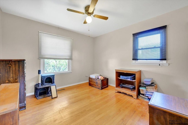 36 W Green Meadows Blvd, Streamwood, IL 60107 - miscellaneous room with wood finished floors and a ceiling fan