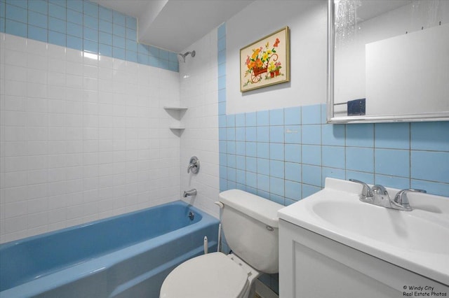 36 W Green Meadows Blvd, Streamwood, IL 60107 - bathroom featuring  shower combination, vanity, and tile walls