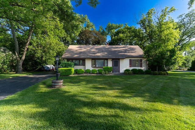 1333 W 59th St, La Grange Highlands, IL 60525 - view of front of property with a front yard, asphalt driveway, and a chimney