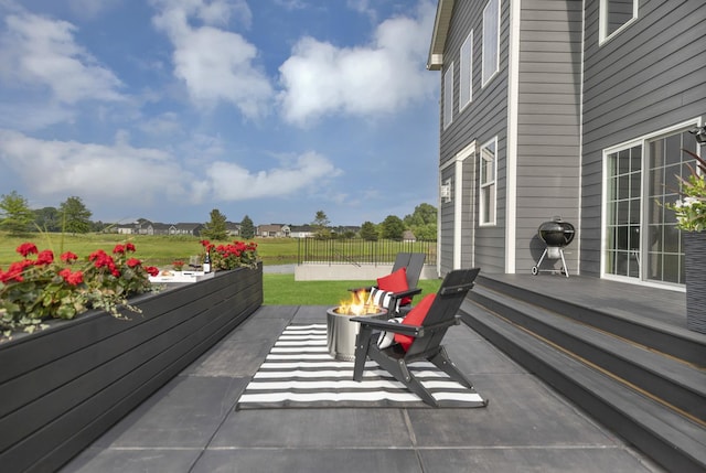 3578 Doral Dr, Elgin, IL 60124 - view of patio / terrace with a fire pit, a grill, and a wooden deck