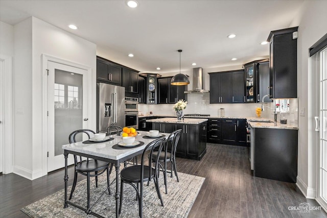 3578 Doral Dr, Elgin, IL 60124 - dining room with dark wood-style floors and recessed lighting