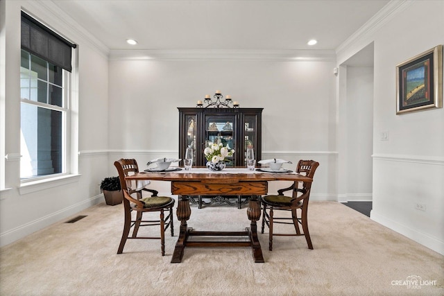 3578 Doral Dr, Elgin, IL 60124 - carpeted dining room featuring ornamental molding and recessed lighting