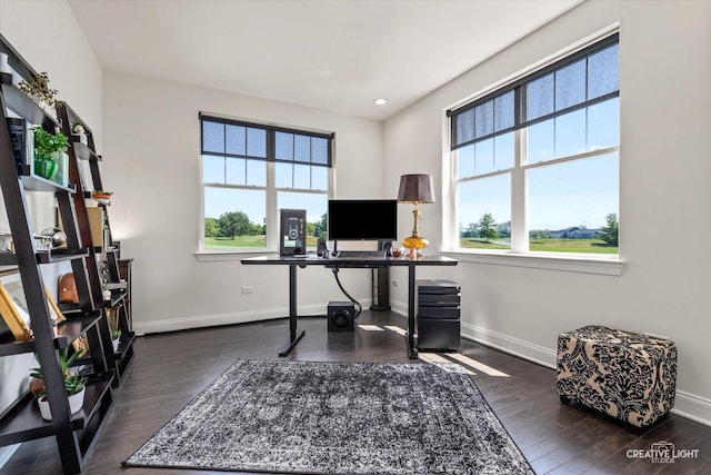 3578 Doral Dr, Elgin, IL 60124 - office with plenty of natural light, dark wood-type flooring, and recessed lighting