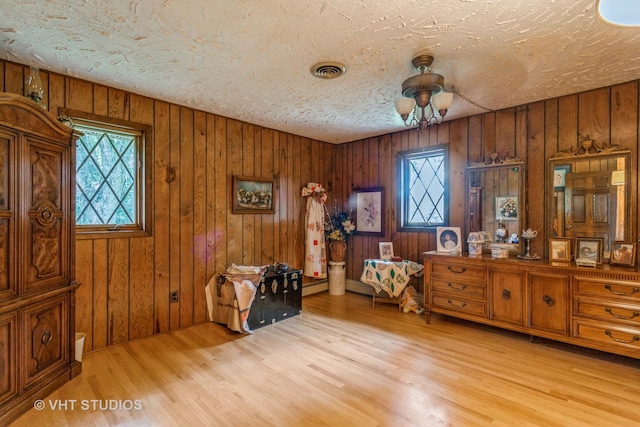 14119 W Maple Rd, Mokena, IL 60448 - misc room with wood finished floors, a ceiling fan, a textured ceiling, and wooden walls